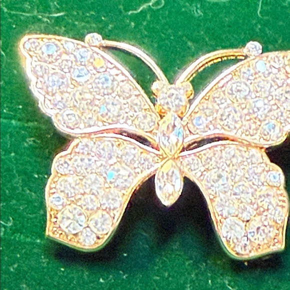 Monet Elegant Gold Butterfly Brooch with Crystals - Picture 1 of 3